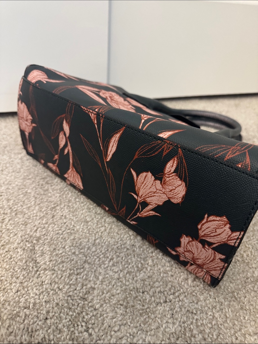 a new day Dark Green Satchel with Blush Pink Floral Print and Gold Accent - Picture 8 of 8